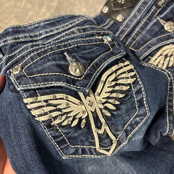 Miss Me Women's Blue and Navy Jeans - Picture 3 of 4